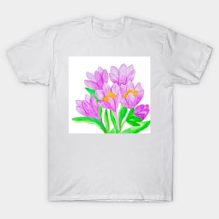 Purple crocuses on  white background T-Shirt